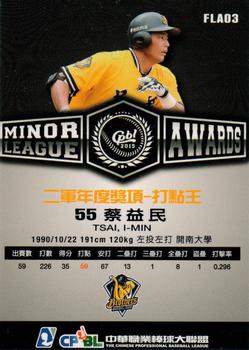 2015 CPBL - Minor League Awards #FLA03 I-Min Tsai Back