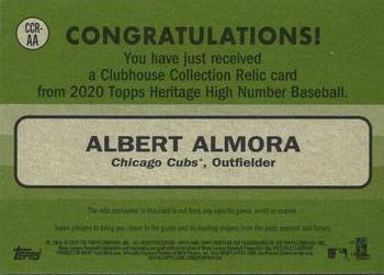 2020 Topps Heritage - Clubhouse Collection Relics (High Number) #CCR-AA Albert Almora Back