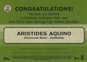2020 Topps Heritage - Clubhouse Collection Relics (High Number) #CCR-AAQ Aristides Aquino Back