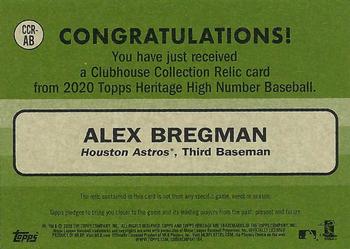 2020 Topps Heritage - Clubhouse Collection Relics (High Number) #CCR-AB Alex Bregman Back