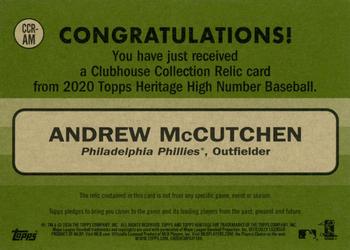 2020 Topps Heritage - Clubhouse Collection Relics (High Number) #CCR-AM Andrew McCutchen Back