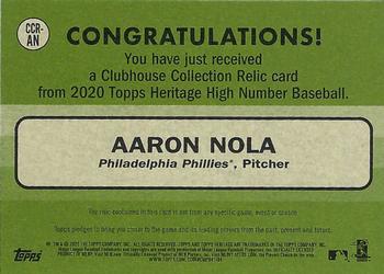 2020 Topps Heritage - Clubhouse Collection Relics (High Number) #CCR-AN Aaron Nola Back