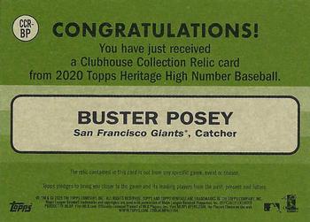 2020 Topps Heritage - Clubhouse Collection Relics (High Number) #CCR-BP Buster Posey Back