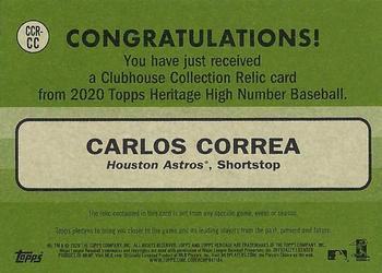2020 Topps Heritage - Clubhouse Collection Relics (High Number) #CCR-CC Carlos Correa Back