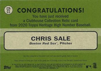 2020 Topps Heritage - Clubhouse Collection Relics (High Number) #CCR-CS Chris Sale Back