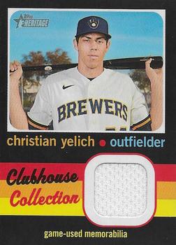 2020 Topps Heritage - Clubhouse Collection Relics (High Number) #CCR-CY Christian Yelich Front