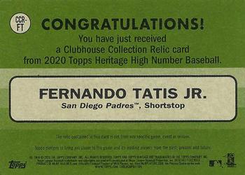 2020 Topps Heritage - Clubhouse Collection Relics (High Number) #CCR-FT Fernando Tatis Jr. Back