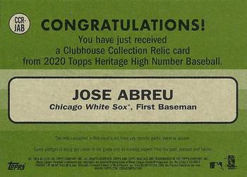 2020 Topps Heritage - Clubhouse Collection Relics (High Number) #CCR-JAB Jose Abreu Back
