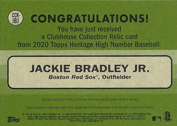 2020 Topps Heritage - Clubhouse Collection Relics (High Number) #CCR-JBJ Jackie Bradley Jr. Back