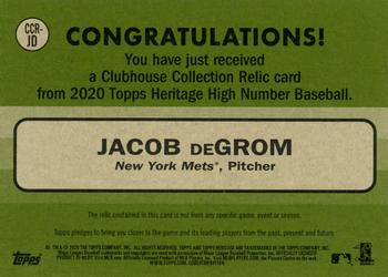 2020 Topps Heritage - Clubhouse Collection Relics (High Number) #CCR-JD Jacob deGrom Back