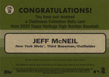 2020 Topps Heritage - Clubhouse Collection Relics (High Number) #CCR-JM Jeff McNeil Back
