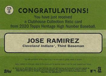 2020 Topps Heritage - Clubhouse Collection Relics High Number #CCR-JR Jose Ramirez Back