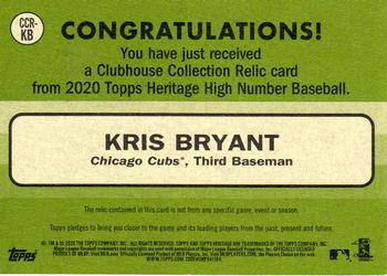 2020 Topps Heritage - Clubhouse Collection Relics (High Number) #CCR-KB Kris Bryant Back