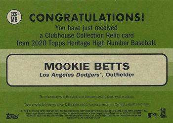 2020 Topps Heritage - Clubhouse Collection Relics (High Number) #CCR-MB Mookie Betts Back