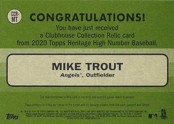 2020 Topps Heritage - Clubhouse Collection Relics (High Number) #CCR-MT Mike Trout Back