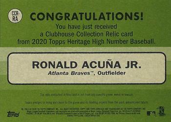 2020 Topps Heritage - Clubhouse Collection Relics (High Number) #CCR-RA Ronald Acuna Jr. Back