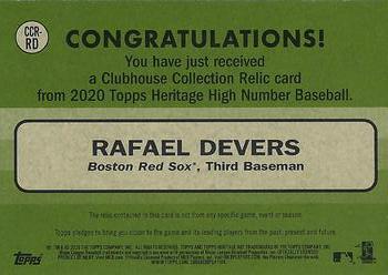 2020 Topps Heritage - Clubhouse Collection Relics (High Number) #CCR-RD Rafael Devers Back