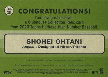 2020 Topps Heritage - Clubhouse Collection Relics (High Number) #CCR-SO Shohei Ohtani Back