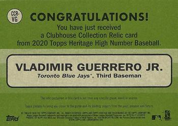 2020 Topps Heritage - Clubhouse Collection Relics (High Number) #CCR-VG Vladimir Guerrero Jr. Back