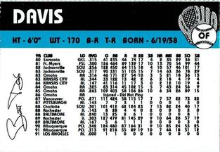 1992 Merchants Bank/WIXT9 Syracuse Chiefs #NNO Butch Davis Back