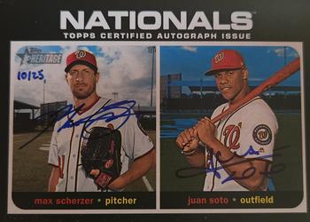 2020 Topps Heritage - Real One Dual Autographs (High Number) #RODA-SS Max Scherzer/ Juan Soto Front