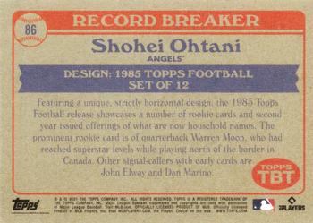 2021 Topps Throwback Thursday #86 Shohei Ohtani Back