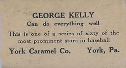 1927 York Caramel (E210) (Type 2) #20 George Kelly Back