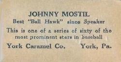 1927 York Caramel (E210) (Type 2) #24 Johnny Mostil Back