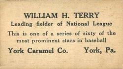 1927 York Caramel (E210) (Type 2) #46 William H. Terry Back