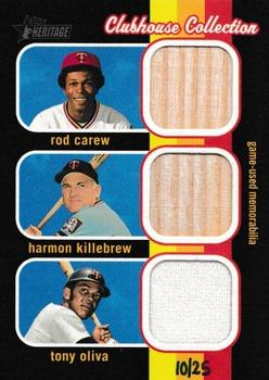 2020 Topps Heritage - Clubhouse Collection Triple Relics (High Number) #CCTR-CKO Rod Carew / Harmon Killebrew / Tony Oliva Front