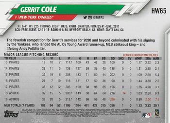 2020 Topps Holiday #HW65 Gerrit Cole Back