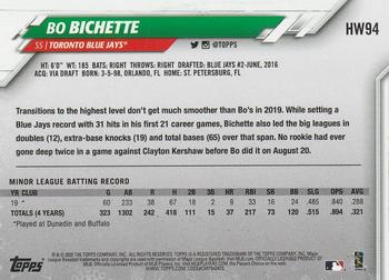 2020 Topps Holiday #HW94 Bo Bichette Back