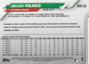 2020 Topps Holiday #HW103 Gregory Polanco Back