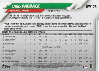 2020 Topps Holiday #HW128 Chris Paddack Back