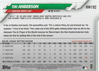 2020 Topps Holiday #HW192 Tim Anderson Back