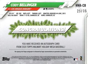 2020 Topps Holiday - Autographs #HWA-CB Cody Bellinger Back