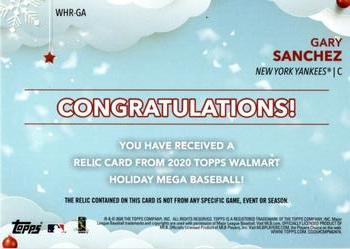 2020 Topps Holiday - Relics #WHR-GA Gary Sanchez Back
