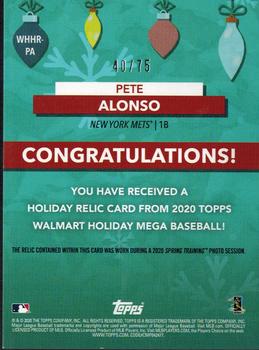 2020 Topps Holiday - Holiday Relics #WHHR-PA Pete Alonso Back