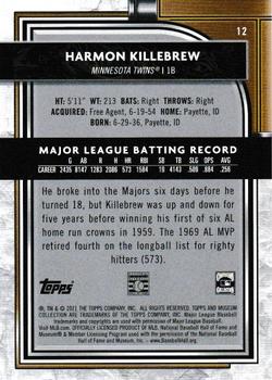 2021 Topps Museum Collection #12 Harmon Killebrew Back