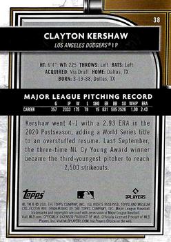 2021 Topps Museum Collection #38 Clayton Kershaw Back