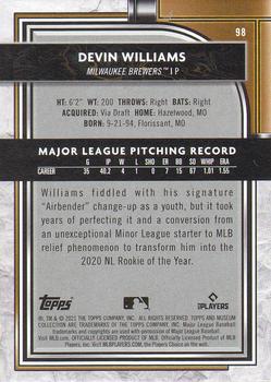 2021 Topps Museum Collection #98 Devin Williams Back