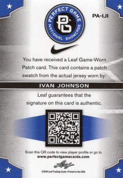 2016 Leaf Perfect Game National Showcase - Patch Autographs Gold #PA-IJ1 Ivan Johnson Back