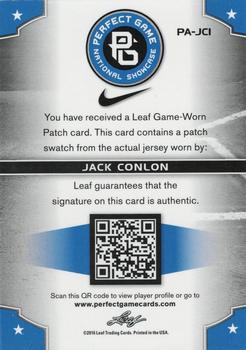 2016 Leaf Perfect Game National Showcase - Patch Autographs Game-Used Baseball Gold Holofoil #PA-JC1 Jack Conlon Back