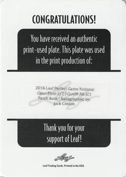 2016 Leaf Perfect Game National Showcase - Patch Autographs Printing Plates Cyan #PA-JC1 Jack Conlon Back