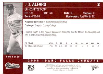 2008 MultiAd Idaho Falls Chukars #1 J.D. Alfaro Back