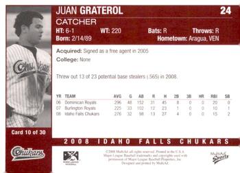 2008 MultiAd Idaho Falls Chukars #10 Juan Graterol Back