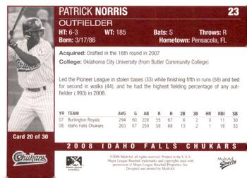 2008 MultiAd Idaho Falls Chukars #20 Patrick Norris Back