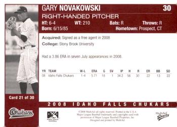 2008 MultiAd Idaho Falls Chukars #21 Gary Novakowski Back