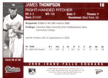 2008 MultiAd Idaho Falls Chukars #28 James Thompson Back