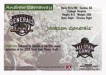 2011 Grandstand Southern League All-Stars North Division #NNO Andrew Carraway Back